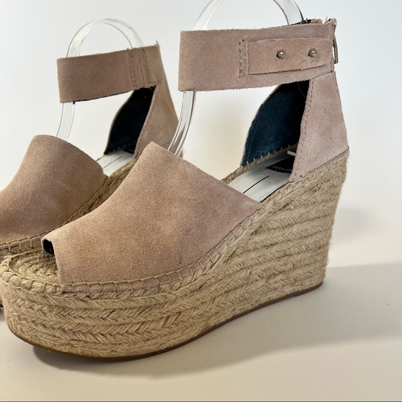 NEW Dolce Vita Suede Espadrille Wedges Taupe Grey 8.5 - Picture 13 of 16